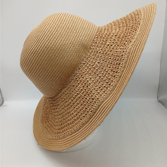 NWT J. CREW One Size Packable Wide Brim Dusty Dune Textured Summer Straw Hat Tan - Picture 3 of 10